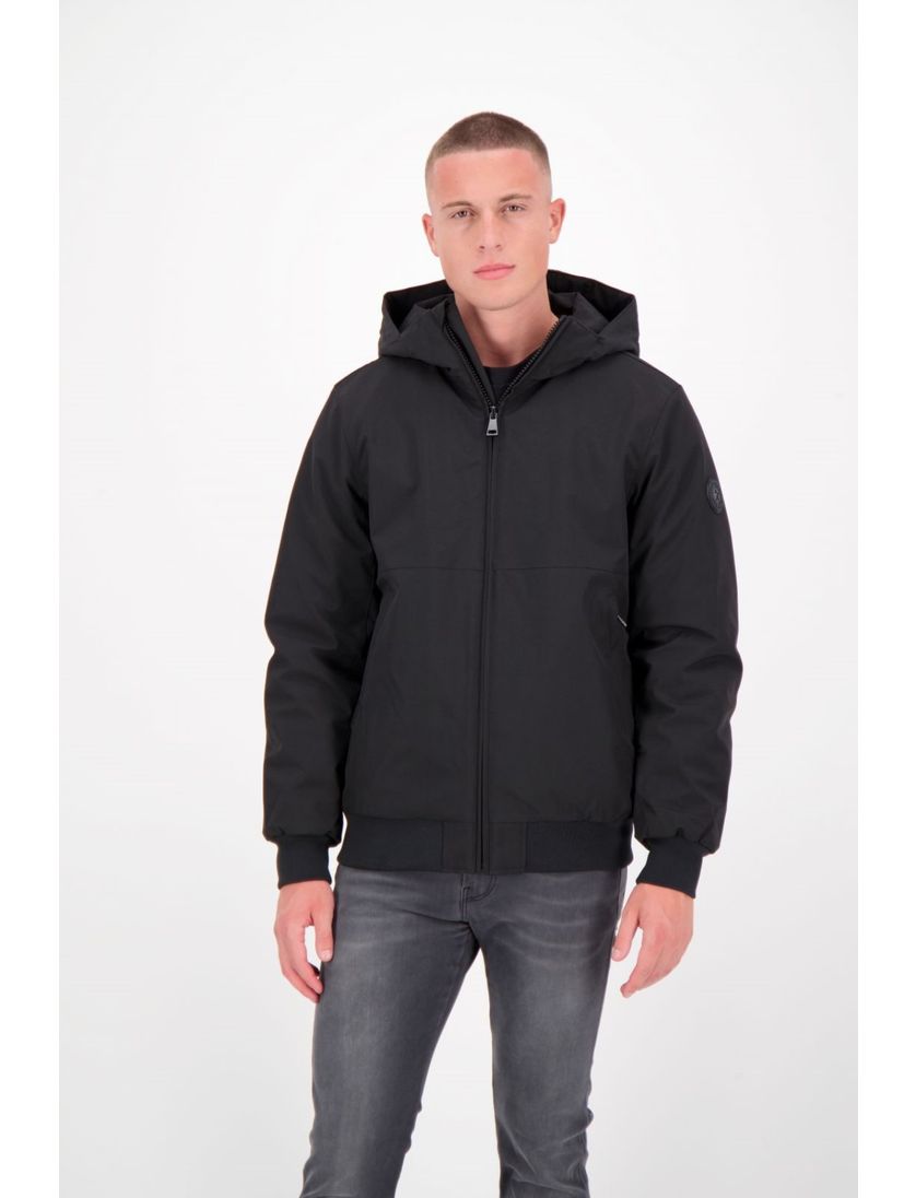 Airforce bomber zwart slim fit effen rits