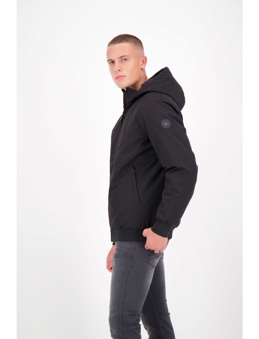 Airforce bomber zwart slim fit effen rits