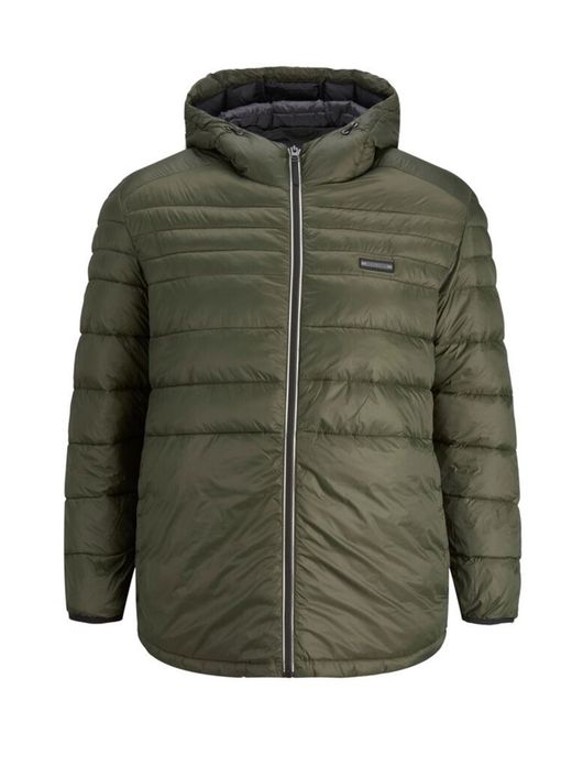 Jack & Jones gewatteerde jas groen Plus Size met capuchon