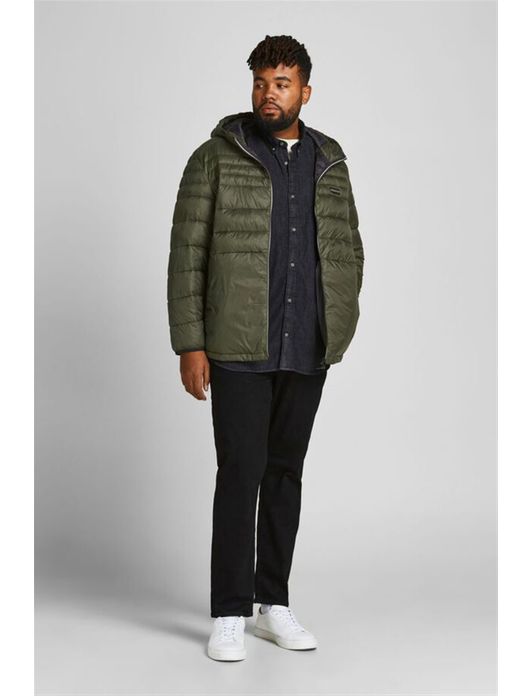Jack & Jones gewatteerde jas groen Plus Size met capuchon