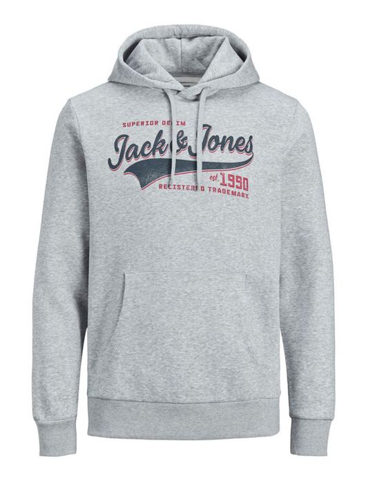Jack & Jones hoodie Plus Size grijs met opdruk