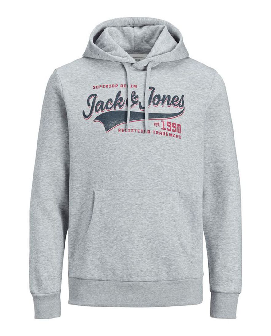 Jack & Jones hoodie Plus Size grijs met opdruk
