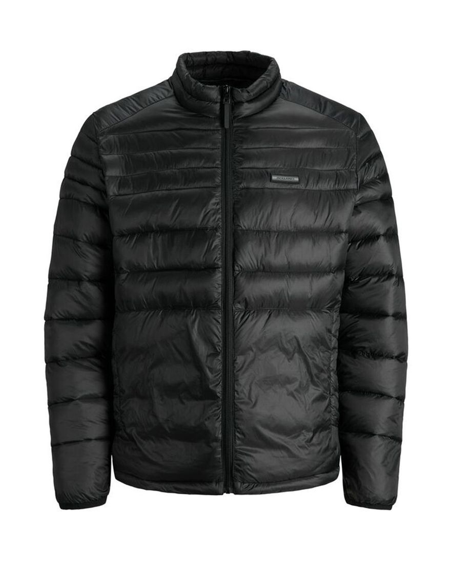 Zwarte effen tussenjas Jack & Jones met rits en wijde fit