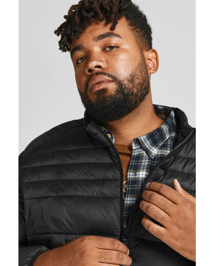 Zwarte effen tussenjas Jack & Jones met rits en wijde fit