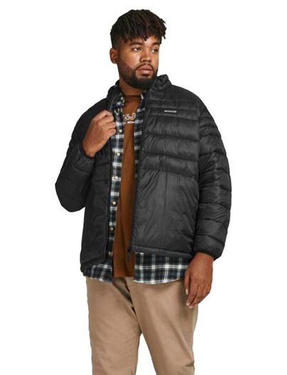 Jack & Jones Zwarte effen tussenjas Jack & Jones met rits en wijde fit