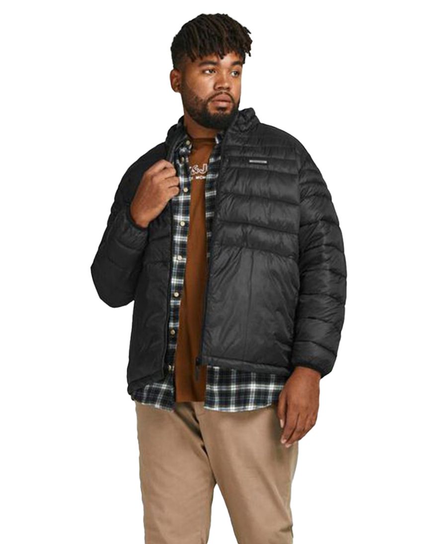 Zwarte effen tussenjas Jack & Jones met rits en wijde fit