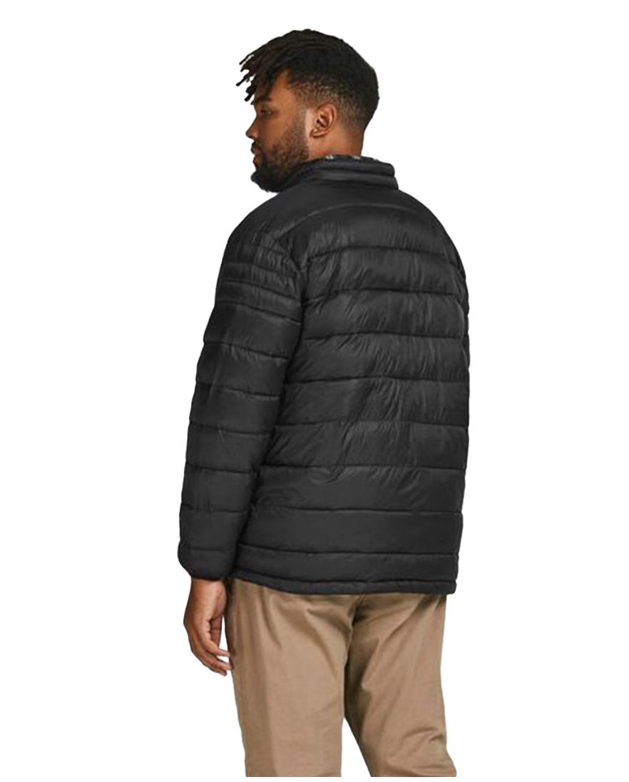 Zwarte effen tussenjas Jack & Jones met rits en wijde fit