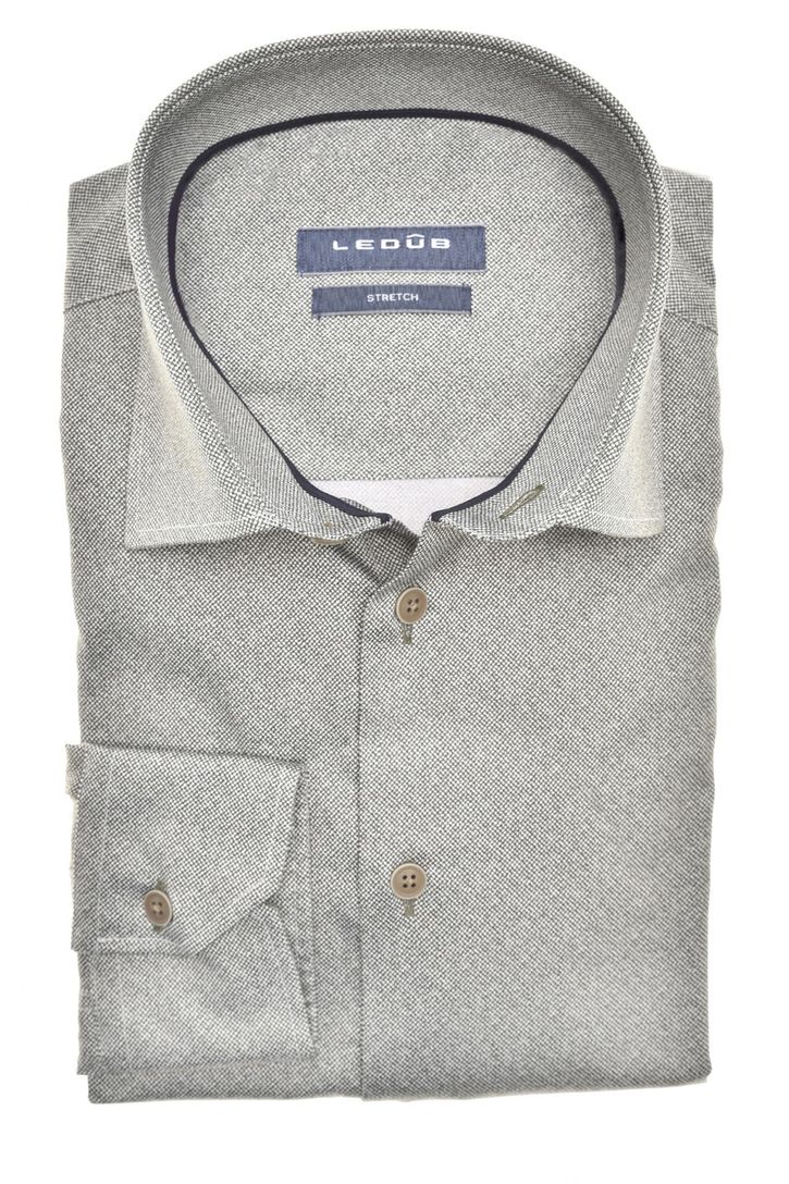 Ledub overhemd Modern Fit stretch groen