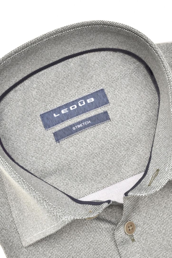 Ledub overhemd Modern Fit stretch groen