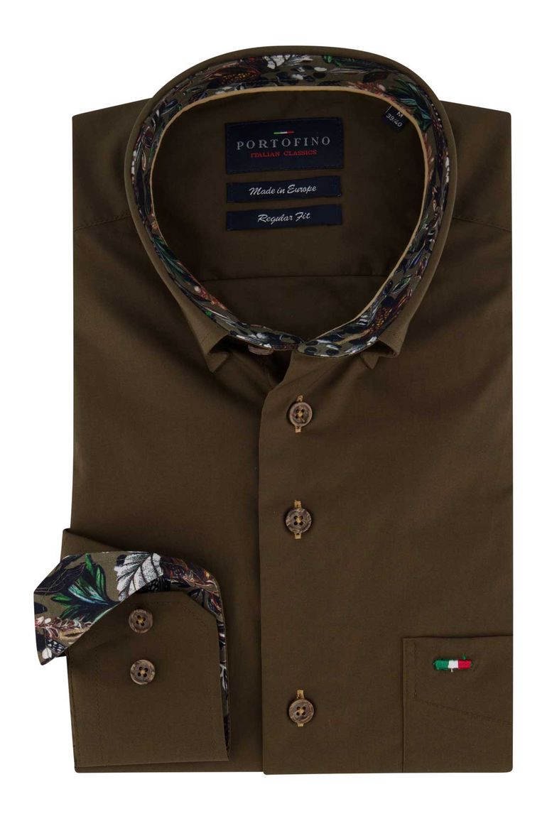 Groen overhemd Portofino Regular Fit borstzak
