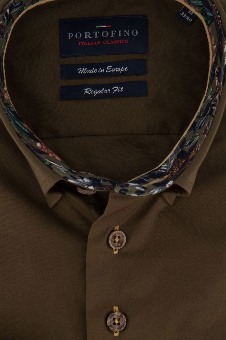 Groen overhemd Portofino Regular Fit borstzak