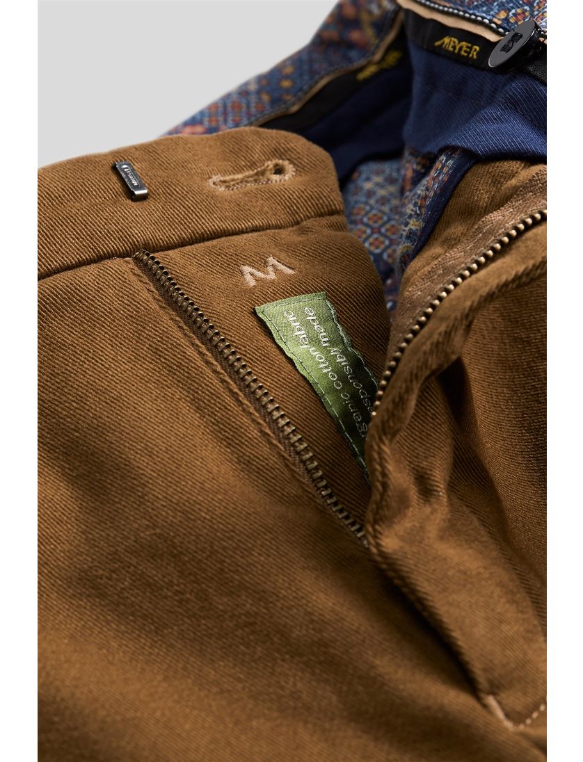 Meyer broek flatfront Bonn bruin met rits+ knoop