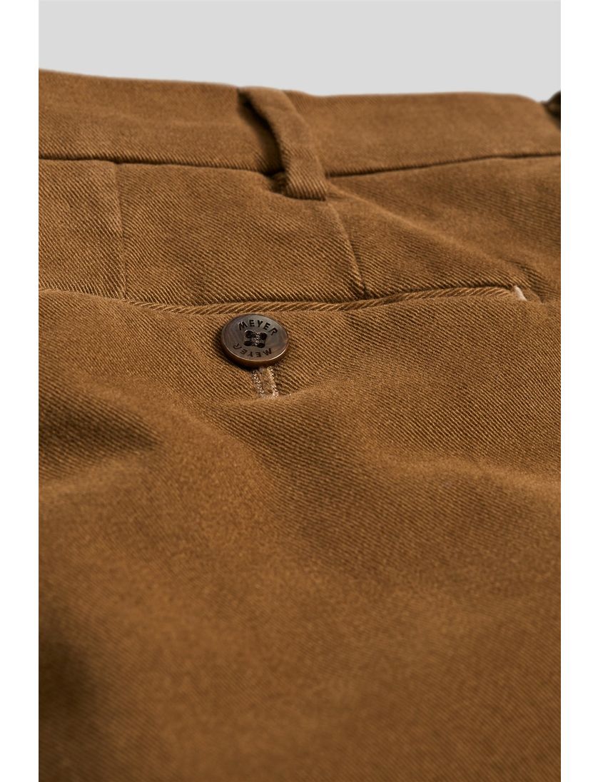Meyer broek flatfront Bonn bruin met rits+ knoop