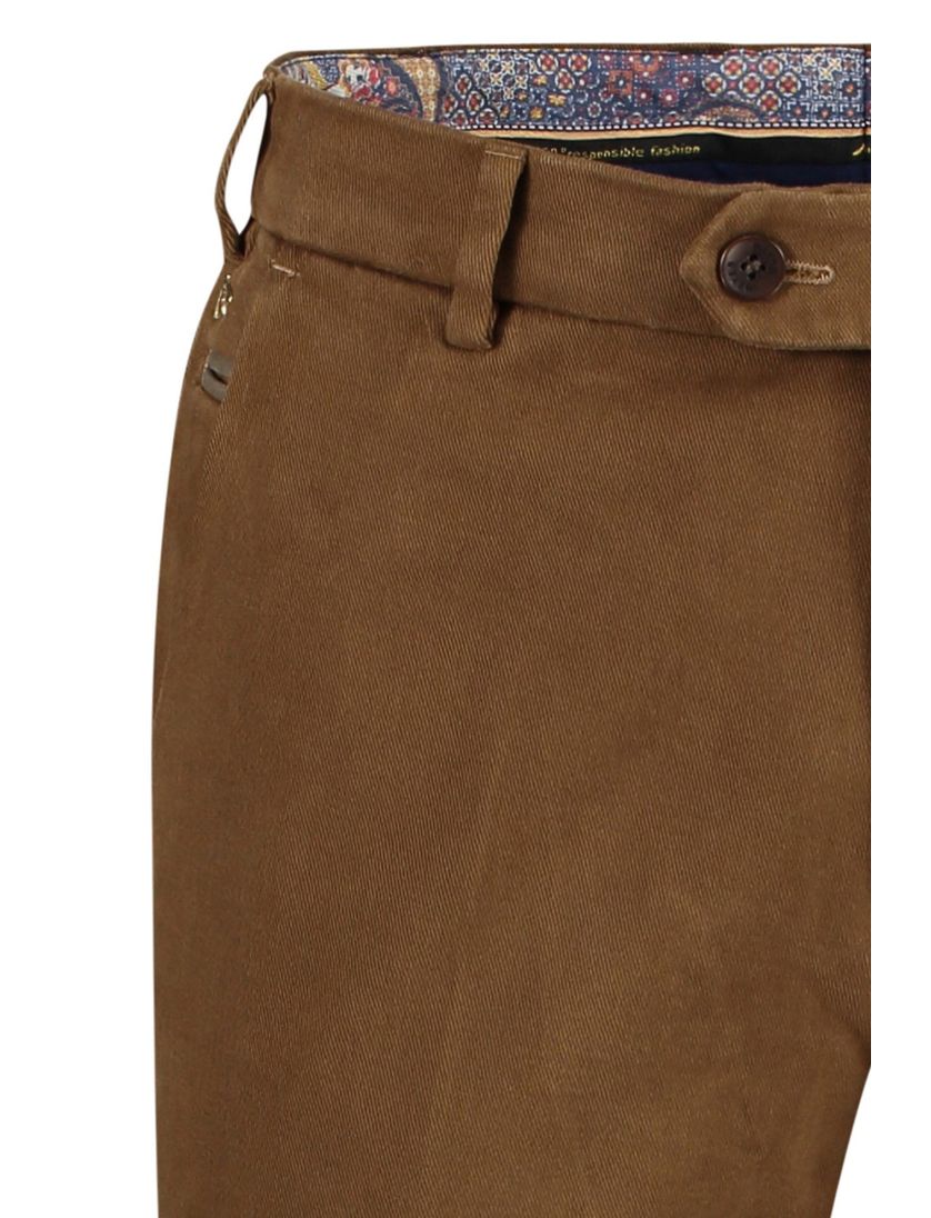 Meyer broek flatfront Bonn bruin met rits+ knoop