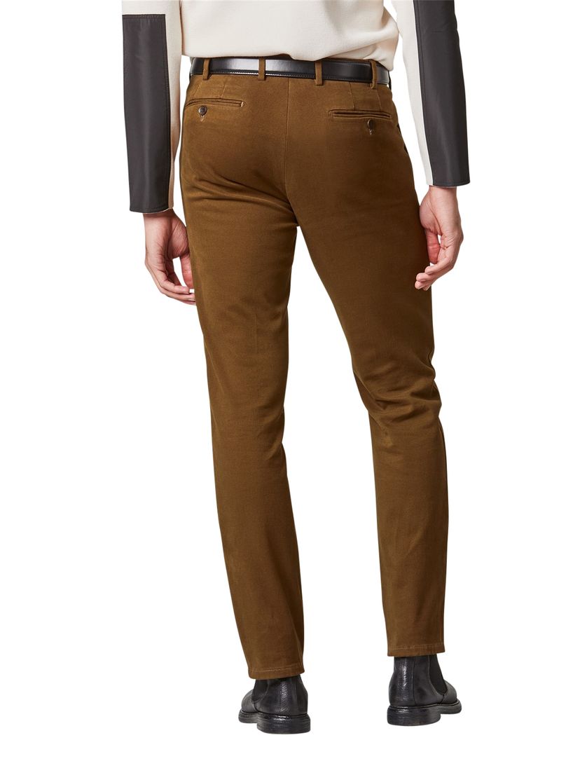 Meyer broek flatfront Bonn bruin met rits+ knoop