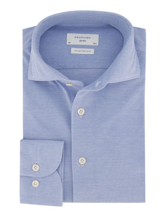 Profuomo overhemd blauw Slim Fit Knitted