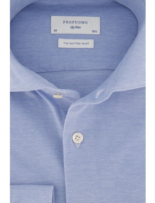 Profuomo overhemd blauw Slim Fit Knitted