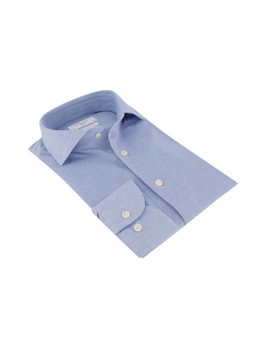 Profuomo overhemd blauw Slim Fit Knitted