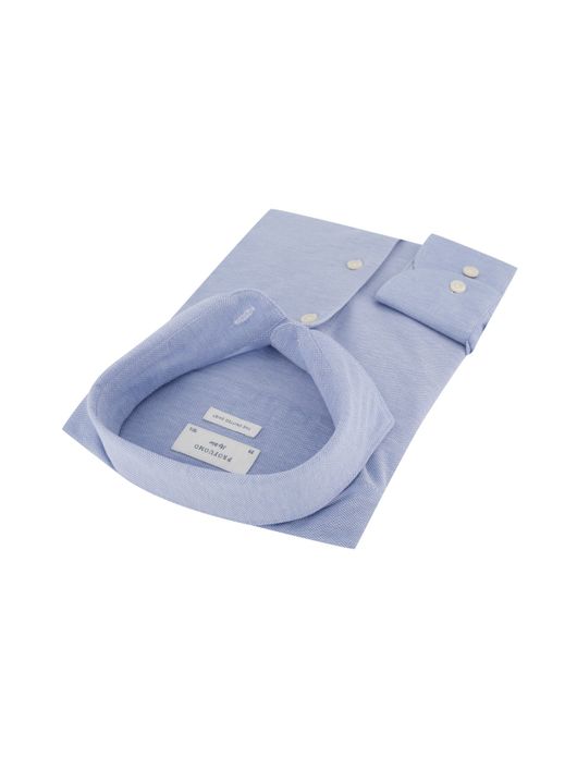 Profuomo overhemd blauw Slim Fit Knitted