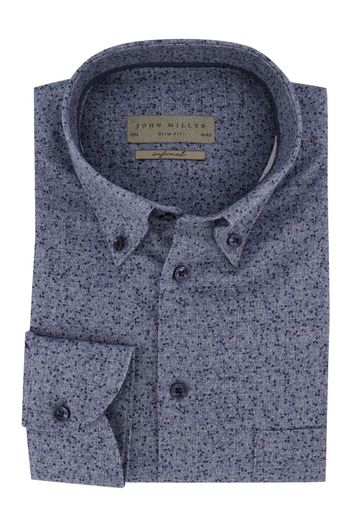 John Miller John Miller business overhemd slim fit blauw geprint