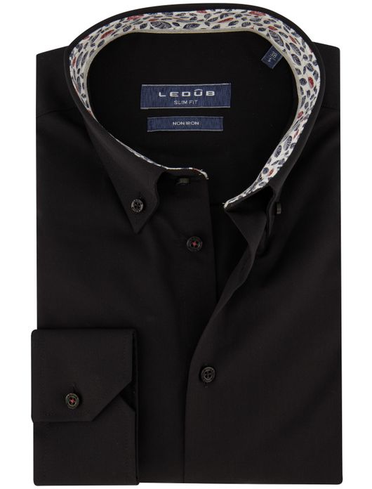Ledub overhemd strijkvrij zwart
