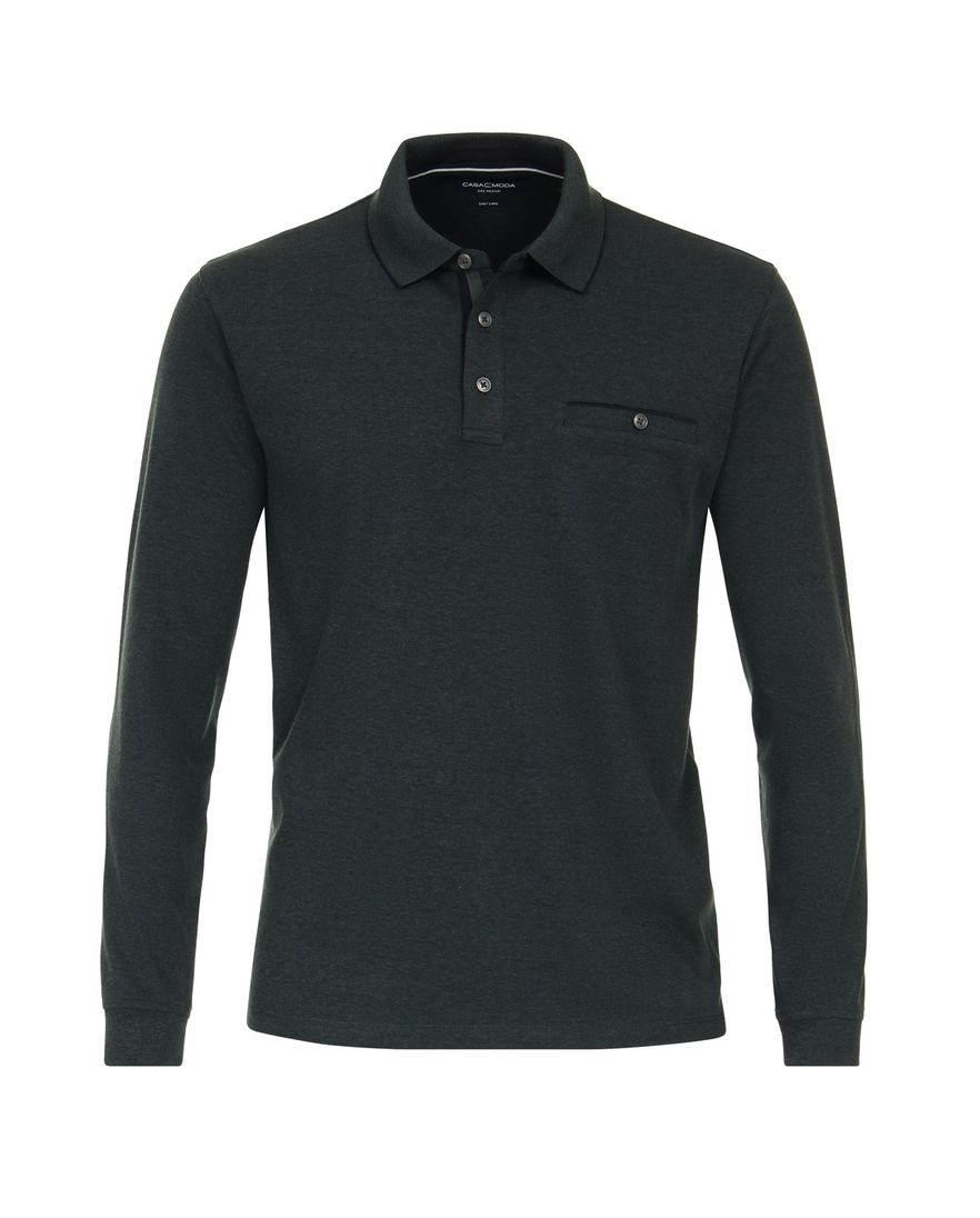 Casa Moda polo 3 knoops effen katoen groen