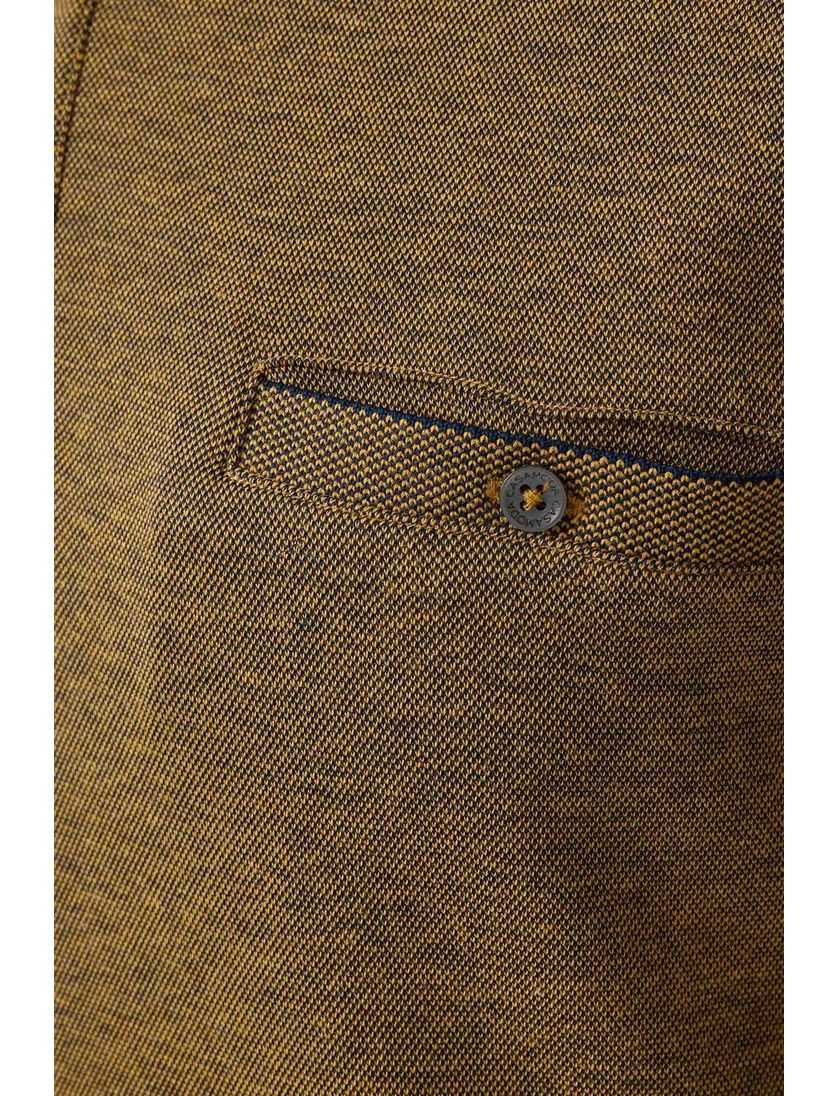 polo lange mouw Casa Moda geel met borstzak