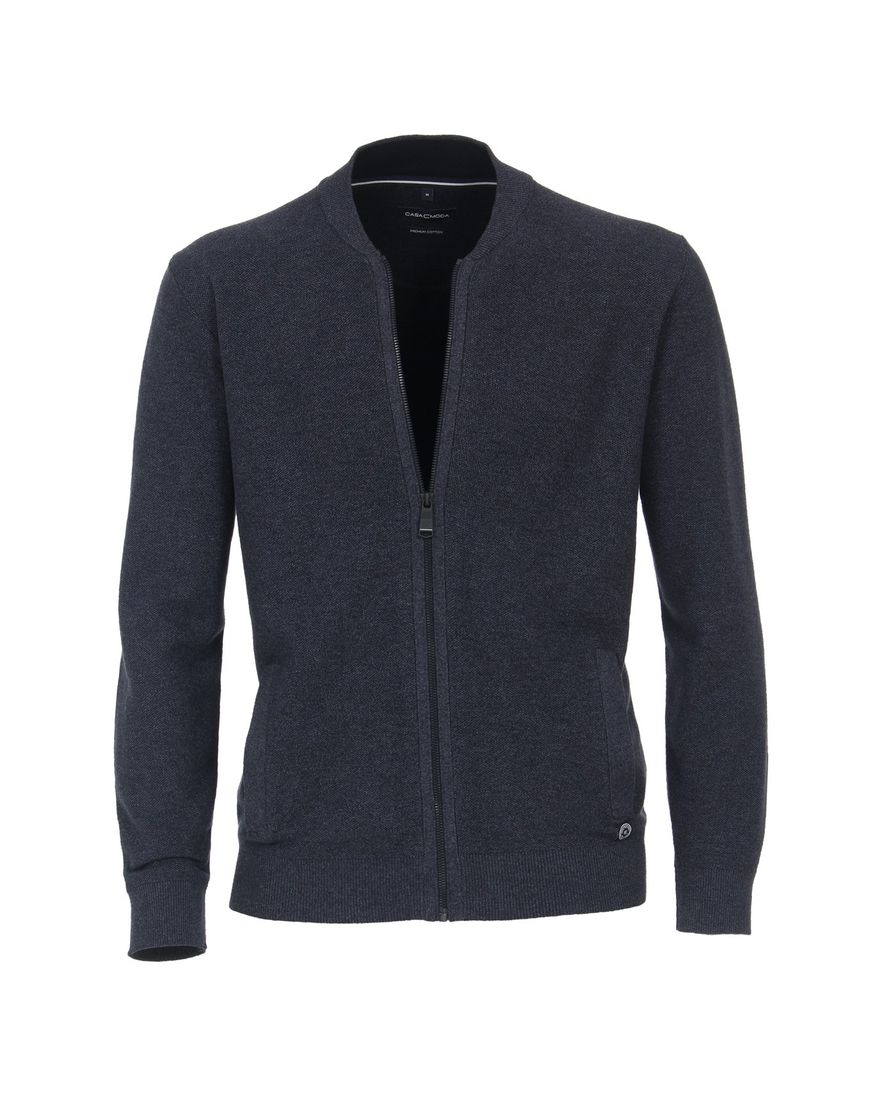 Casa Moda vest donkerblauw rits effen katoen