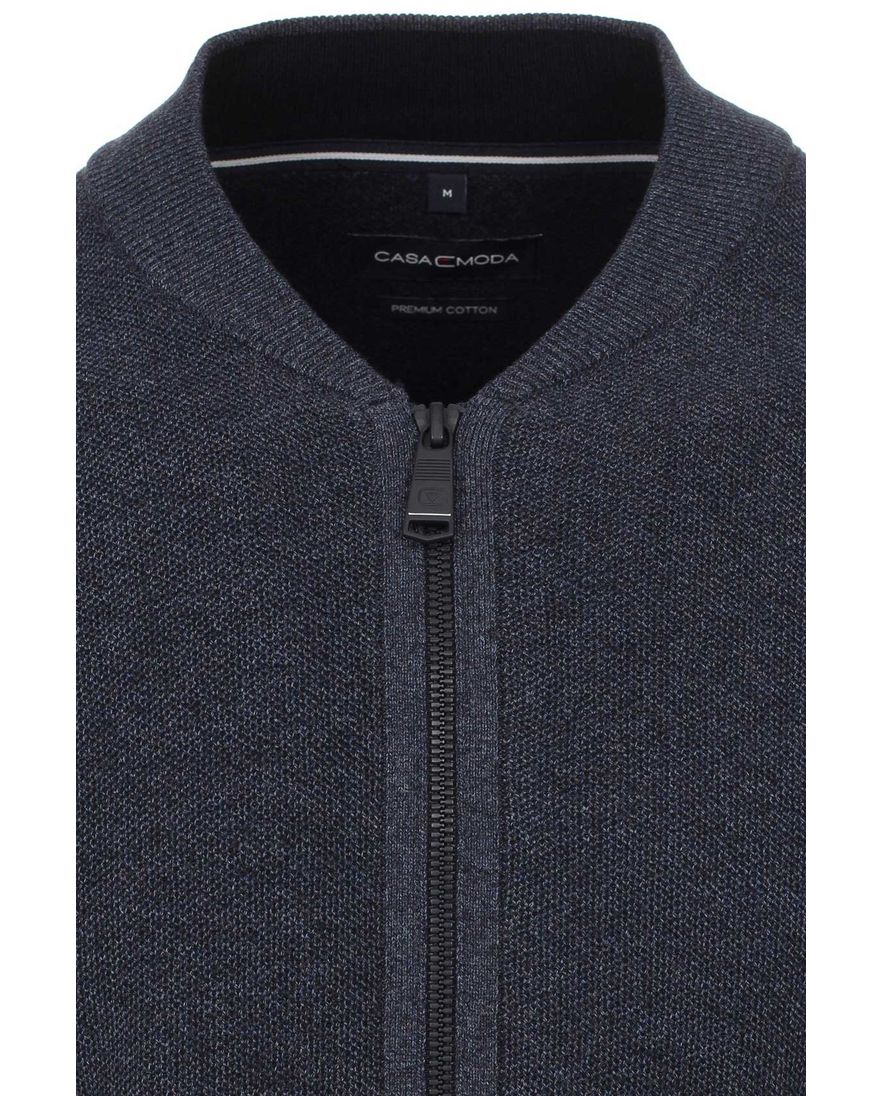 Casa Moda vest donkerblauw rits effen katoen