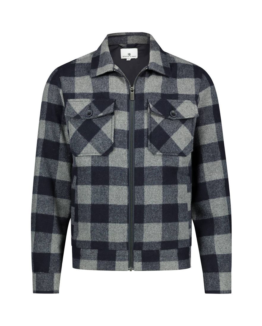 State of Art geruit jack kort model navy grijs