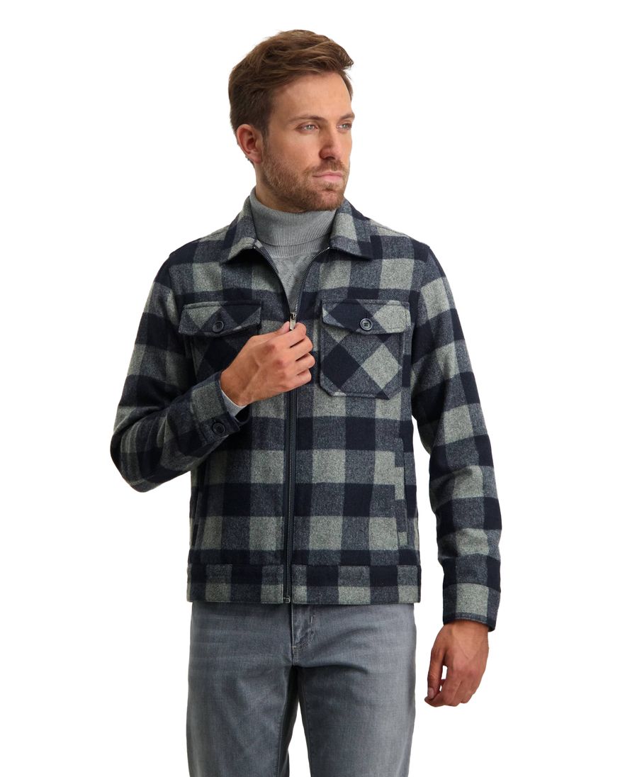 State of Art geruit jack kort model navy grijs