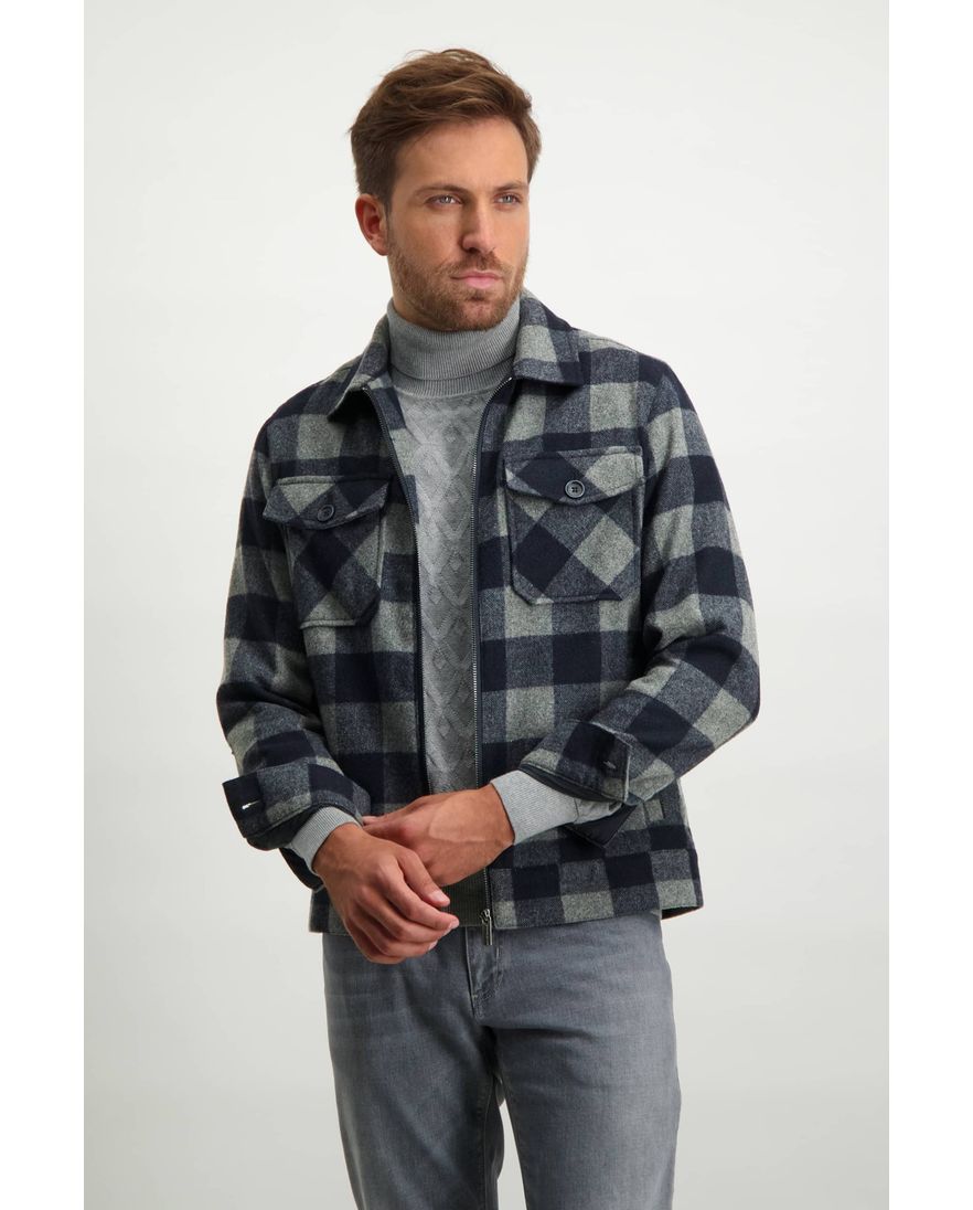 State of Art geruit jack kort model navy grijs