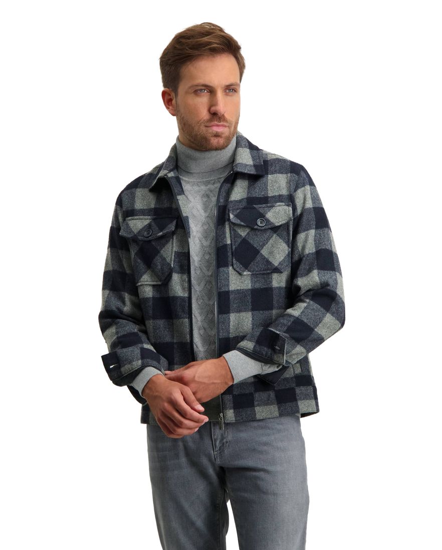 State of Art geruit jack kort model navy grijs