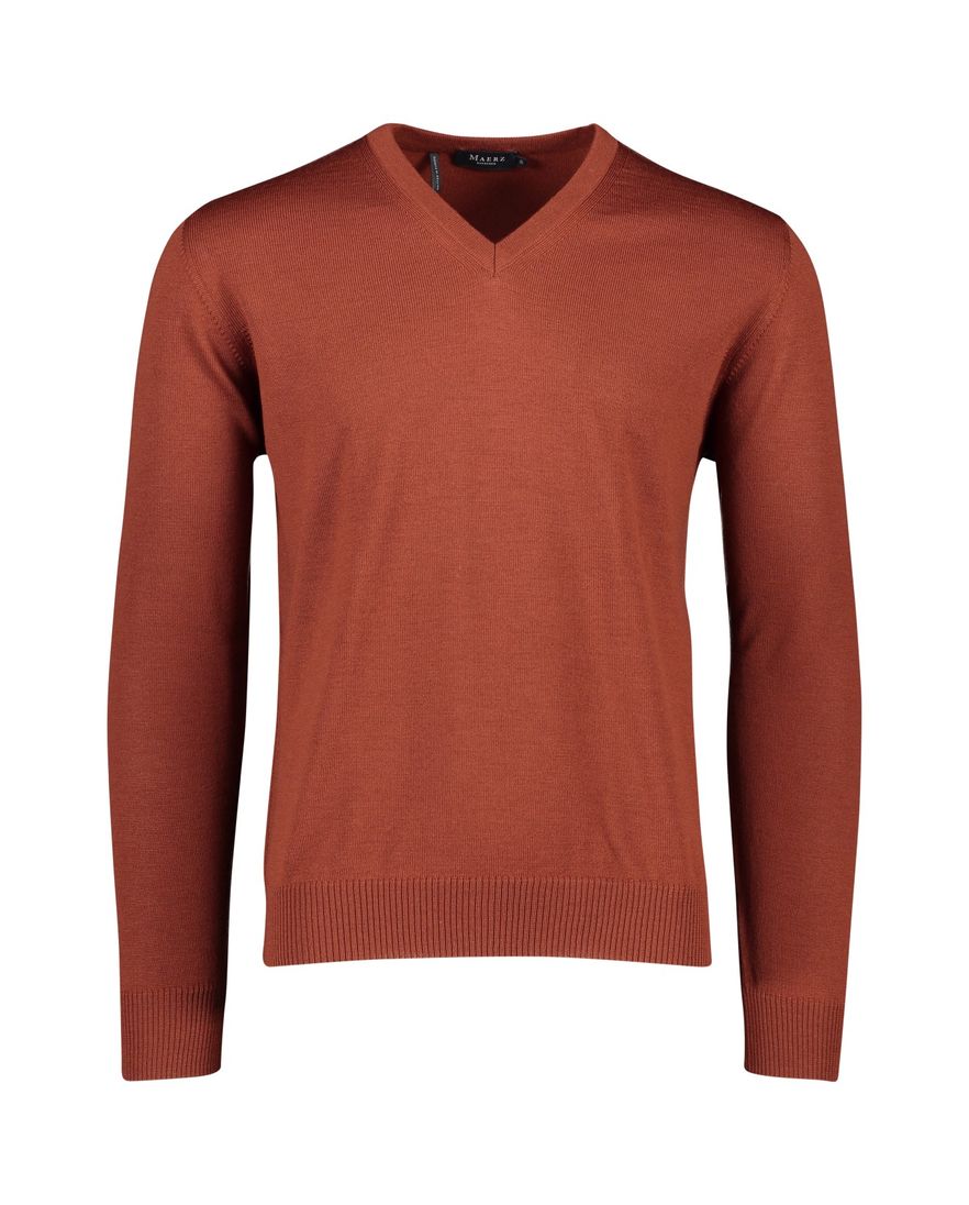 Maerz trui v-hals rood effen wol