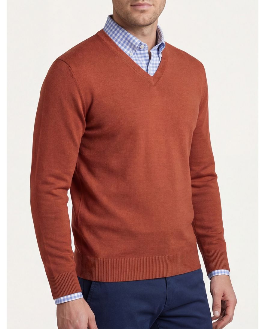 Maerz trui v-hals rood effen wol