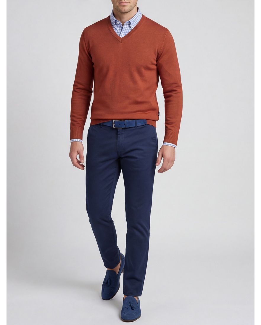 Maerz trui v-hals rood effen wol