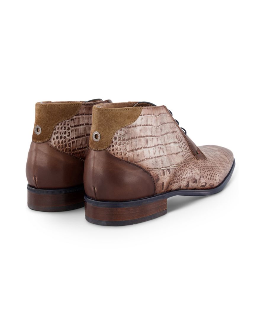 Giordio nette heren veterschoen bruin krokodillenleer