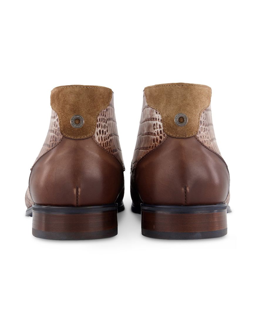 Giordio nette heren veterschoen bruin krokodillenleer