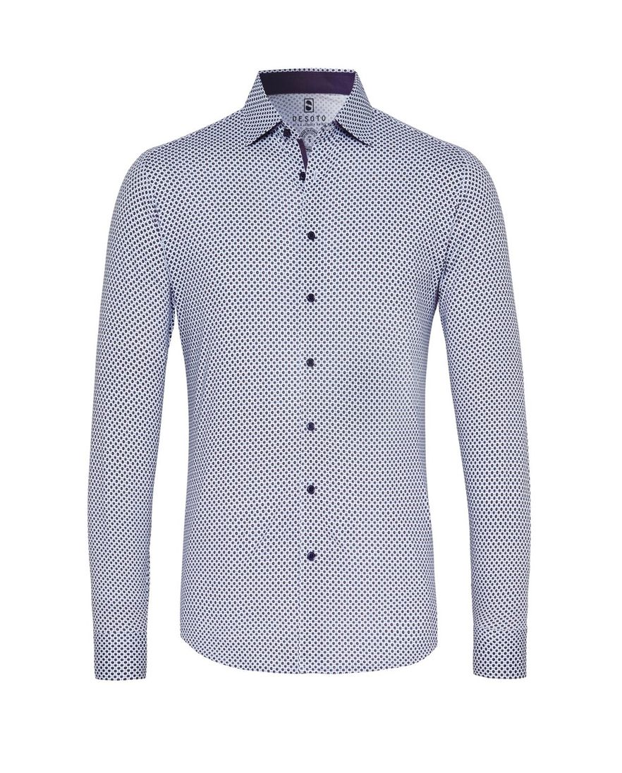 Overhemd Desoto Kent print blauw