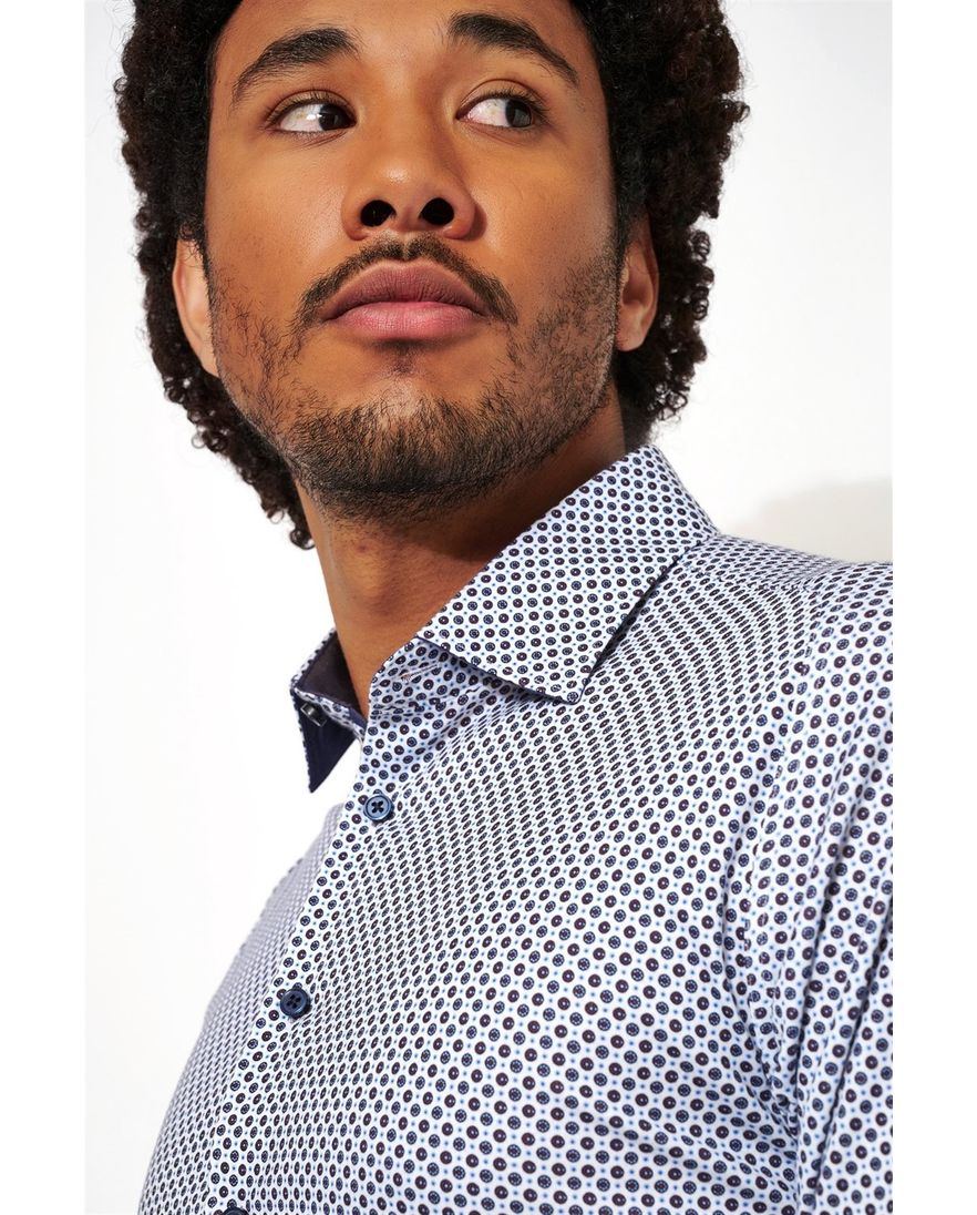 Overhemd Desoto Kent print blauw