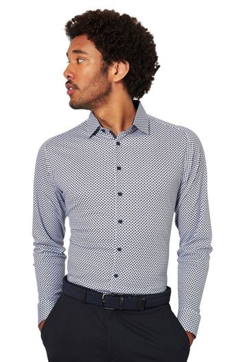 Desoto Overhemd Desoto Kent print blauw