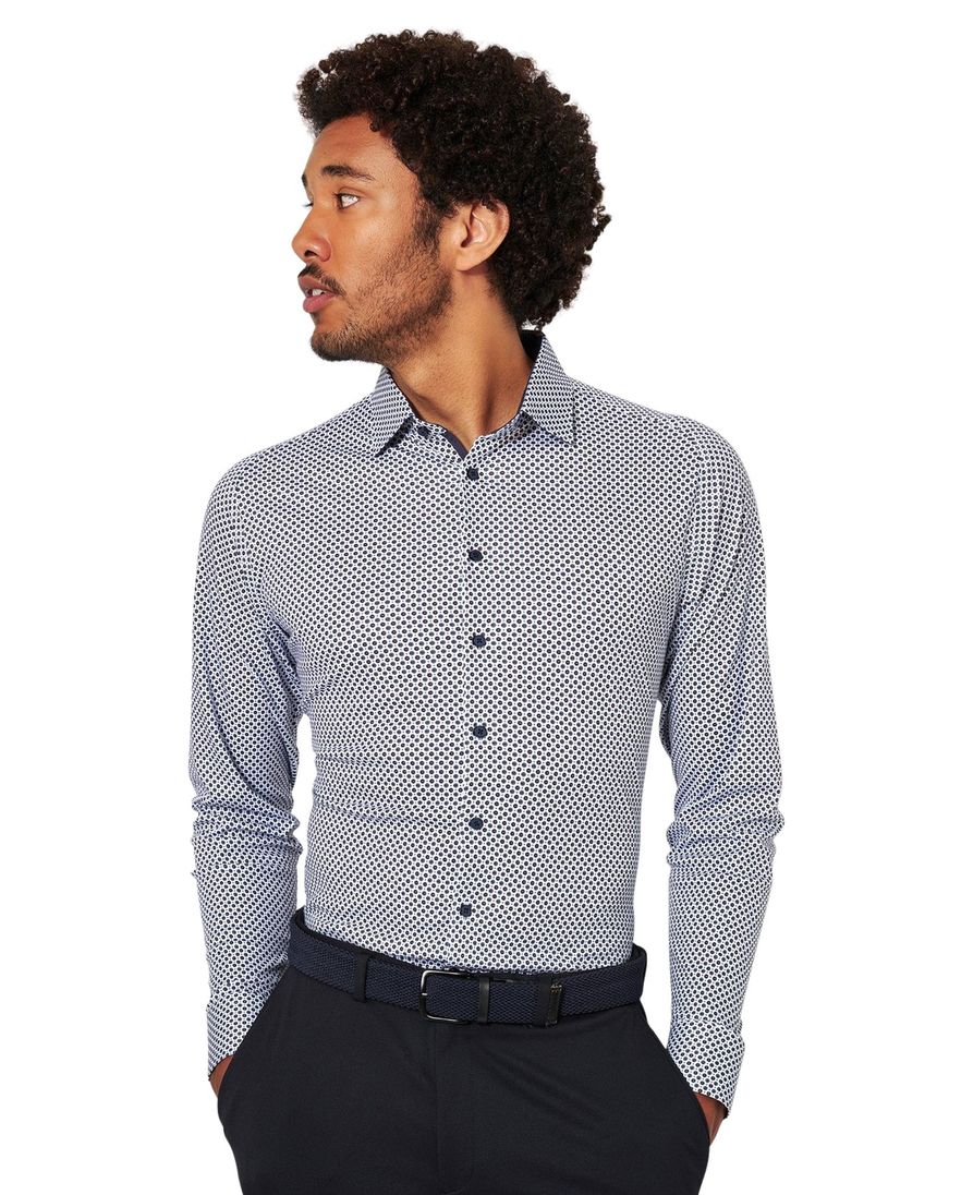 Overhemd Desoto Kent print blauw