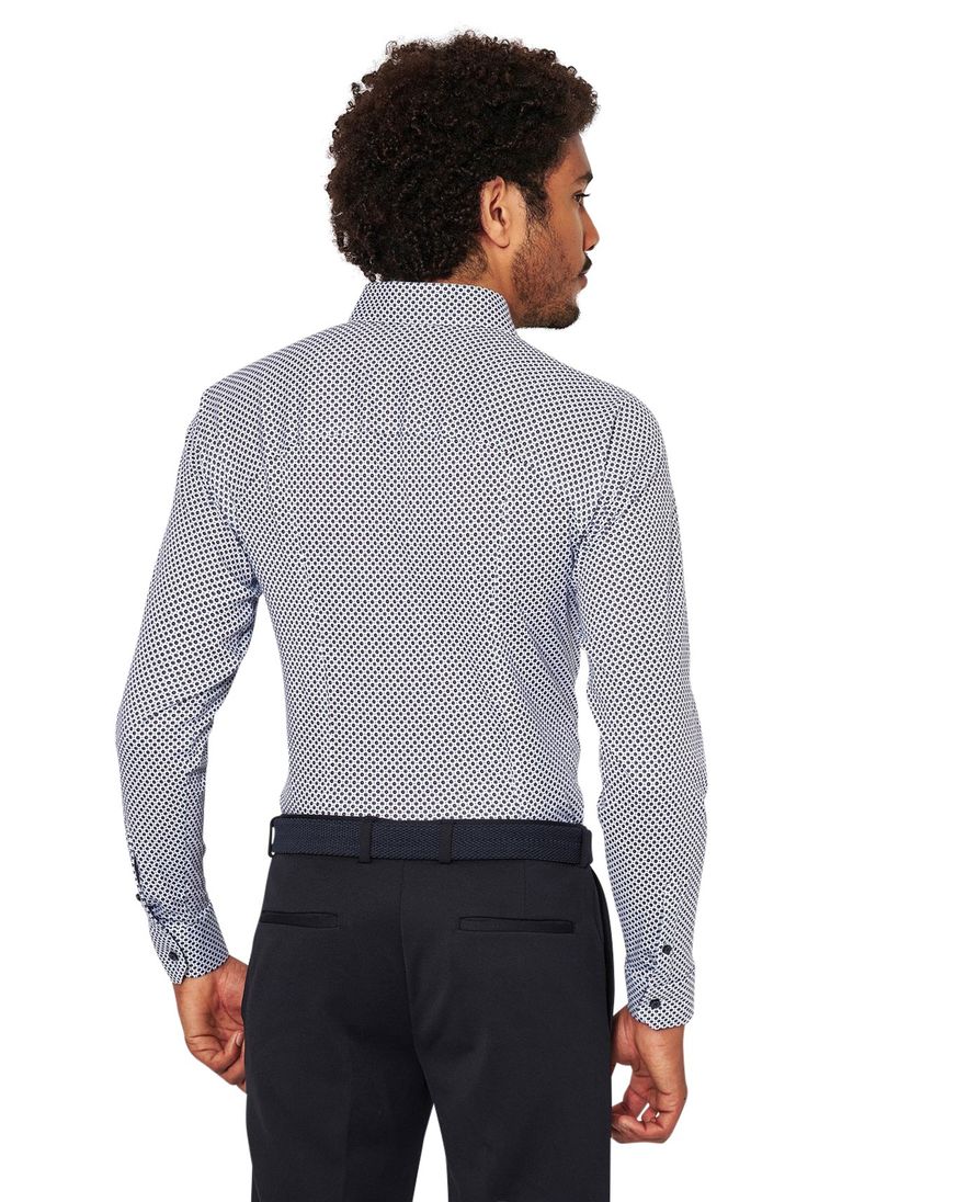 Overhemd Desoto Kent print blauw