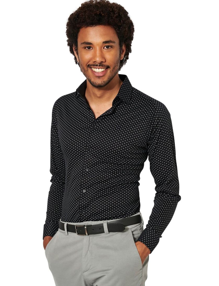 Overhemd Desoto zwarte print Kent