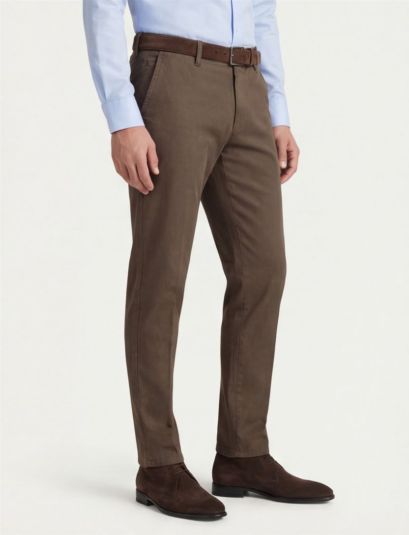 Bruine M.E.N.S. katoenen broek effen