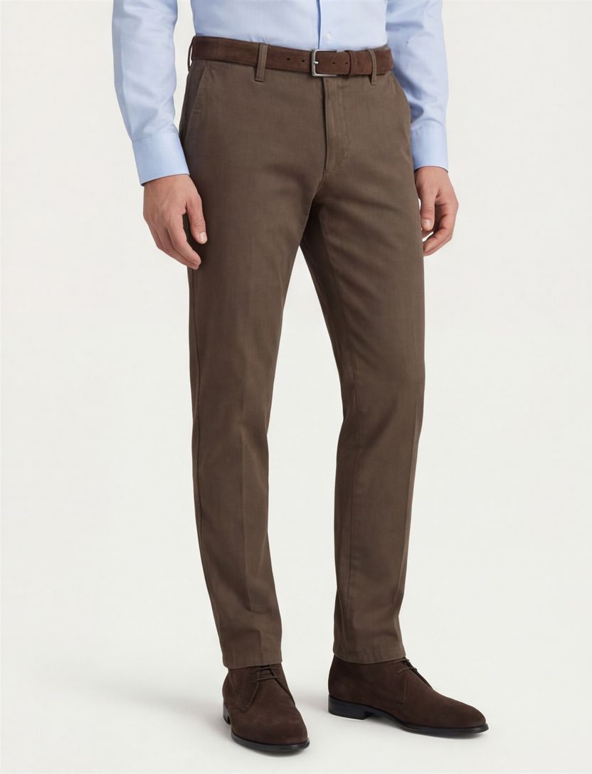 Bruine M.E.N.S. katoenen broek effen