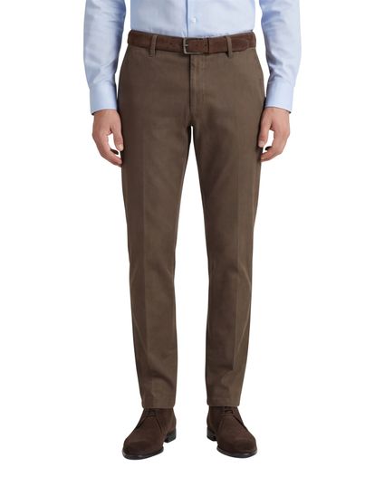 M.E.N.S. Bruine M.E.N.S. katoenen broek effen