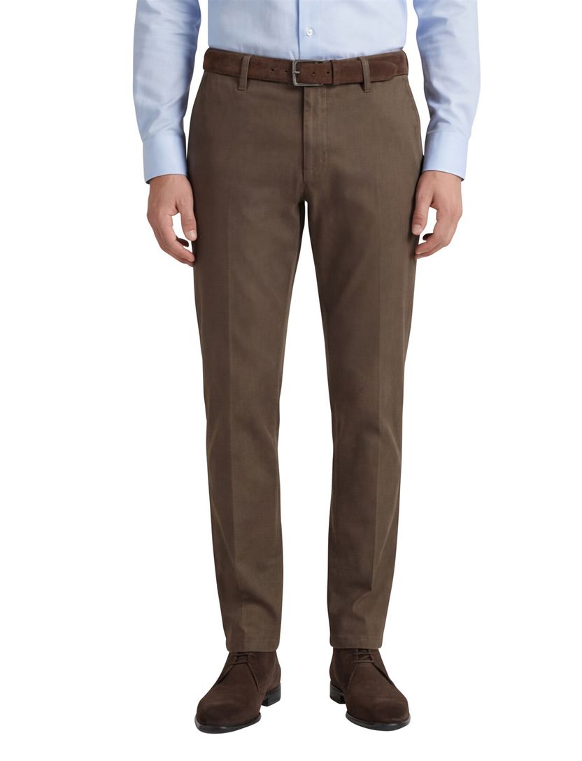 Bruine M.E.N.S. katoenen broek effen