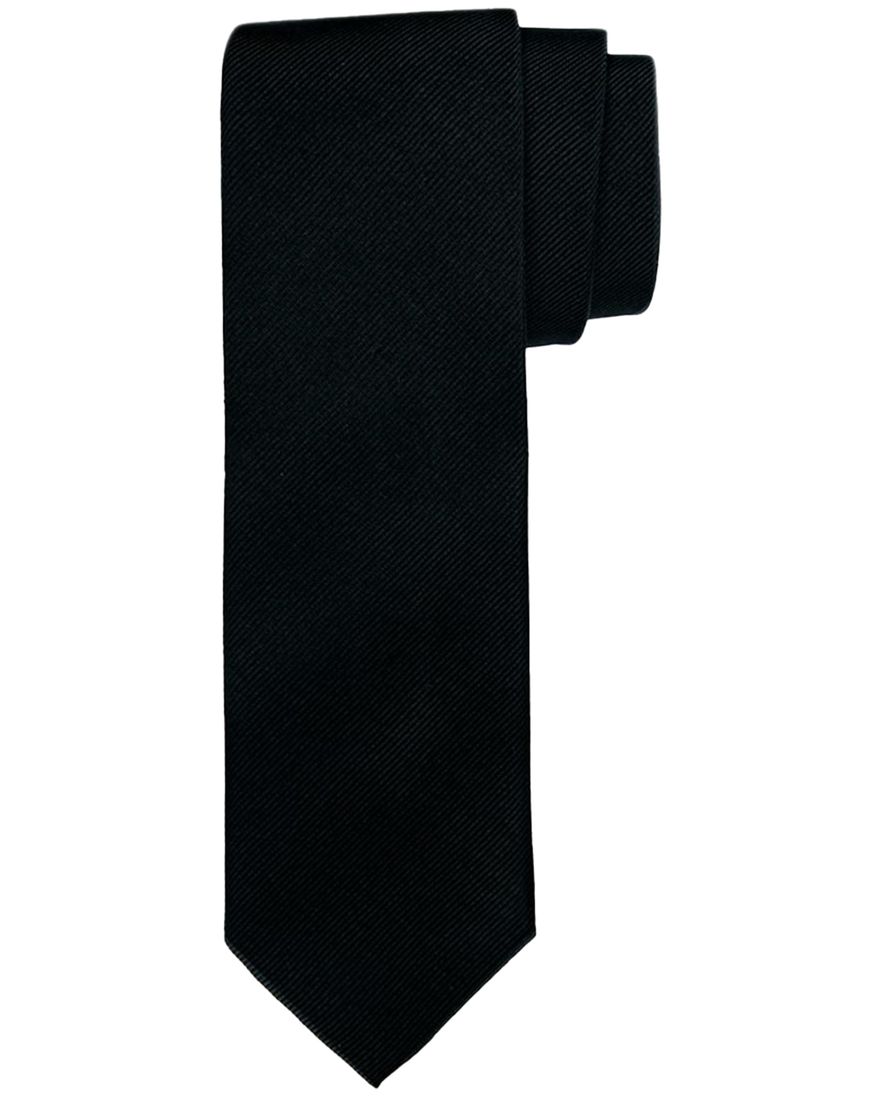 Profuomo stropdas zwart effen 100% zijde