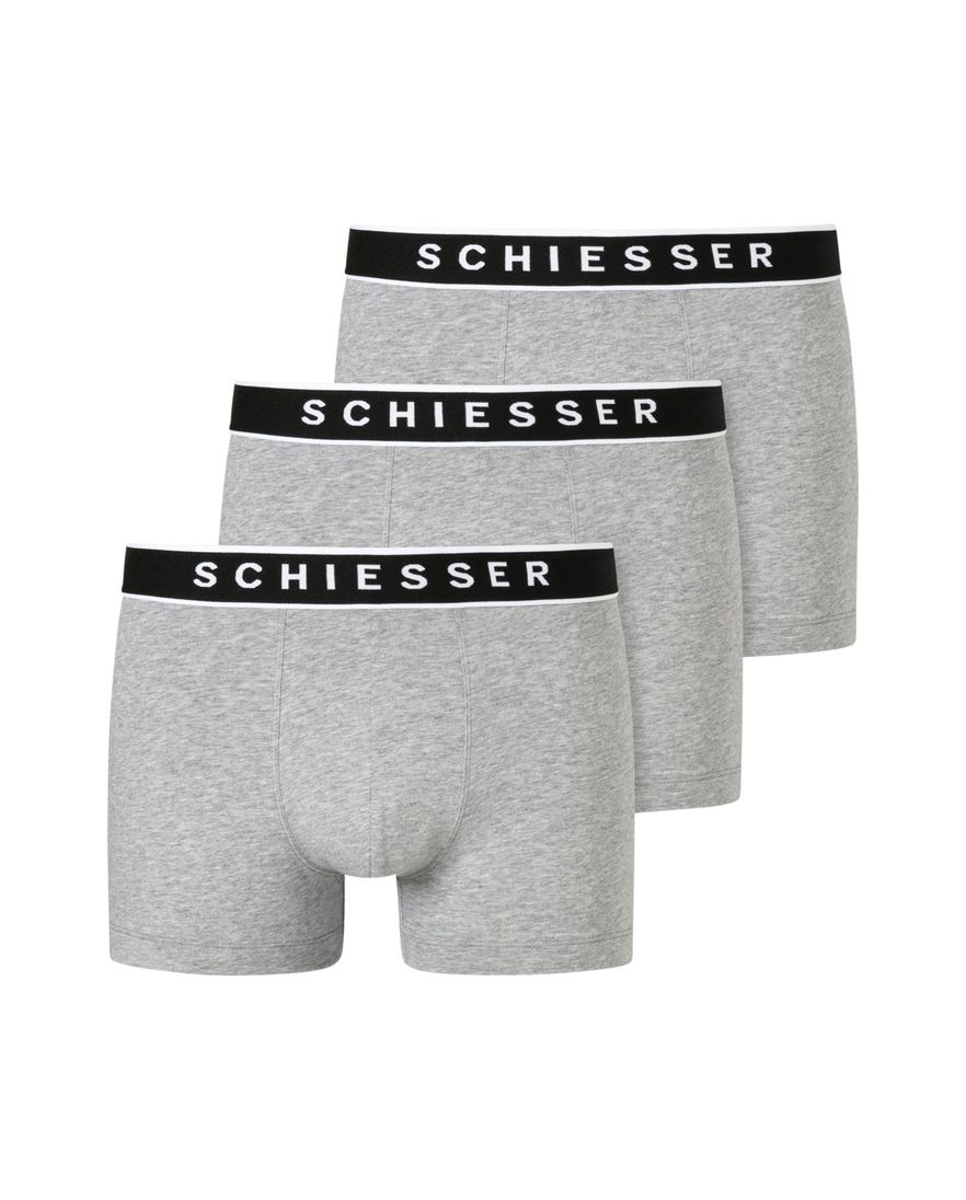 Schiesser boxershorts 95/5 grijs 3-pack katoen